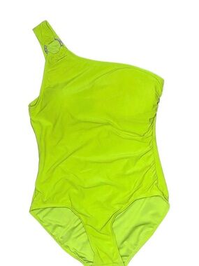 Michael Kors One-Shoulder Neon Lime Green Swimsuit